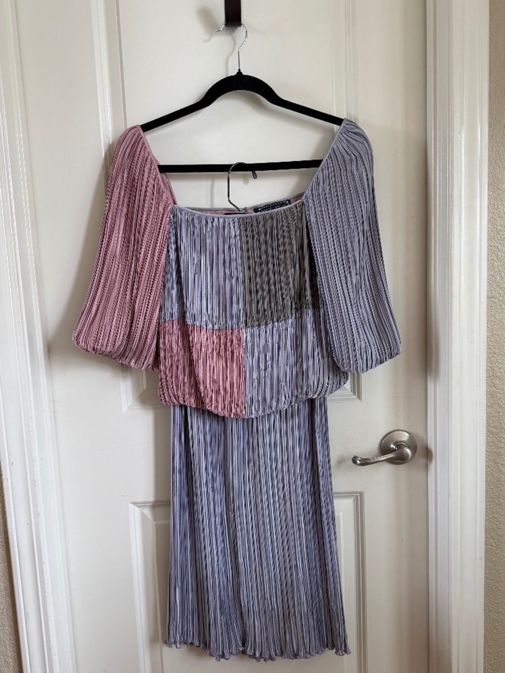 Pierre Labiche, Size 4, Micro Pleated Blouson Top/Skirt Ensemble